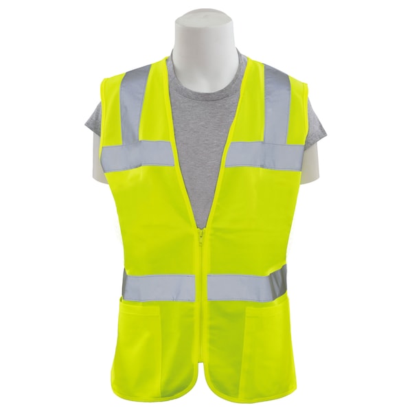 Erb Safety Safety Vest, Womens Fit, Mesh, Class 2, S720, Hi-Viz Lime, 2XL 61919